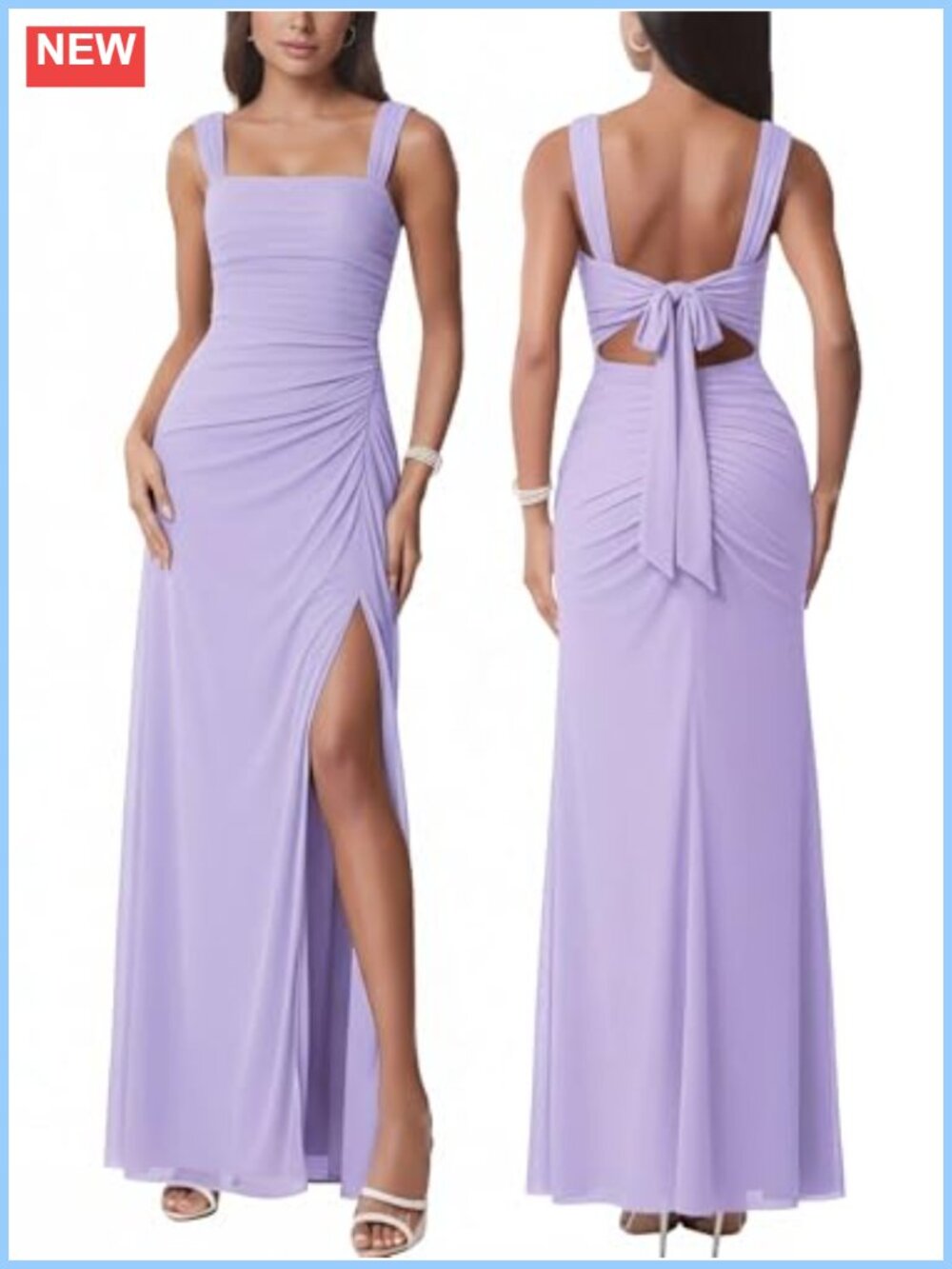 Sexy Mesh Sleeveless Ruched Split Maxi Dress Party Cocktail Wedding Guest